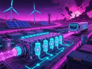 hydrogen fuel cells and clean hydrogen supply chain illustration