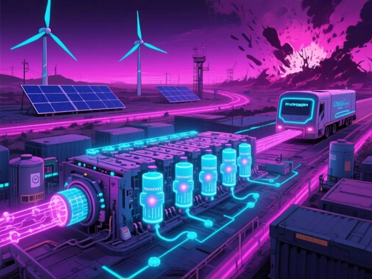 hydrogen fuel cells and clean hydrogen supply chain illustration
