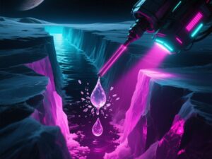 Conceptual editorial illustration: How Enceladus plume ice grains sort ocean chemistry before spacecraft sample them