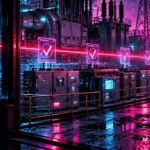Cyberpunk industrial control infrastructure with water and power systems under zero-trust verification